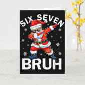 Bruh 67 Six Seven Santa Dabbing Christmas Meme Boy Kaart (Gele Bloem)