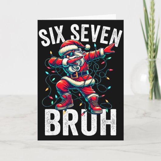 Bruh 67 Six Seven Santa Dabbing Christmas Meme Boy Kaart (Voorkant)