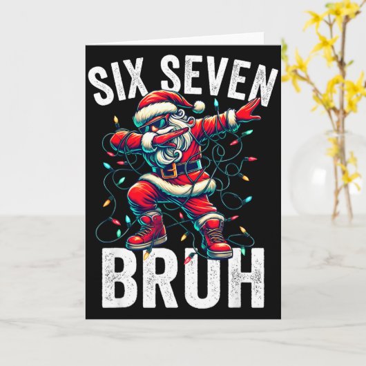 Bruh 67 Six Seven Santa Dabbing Christmas Meme Boy Kaart (Gele Bloem)
