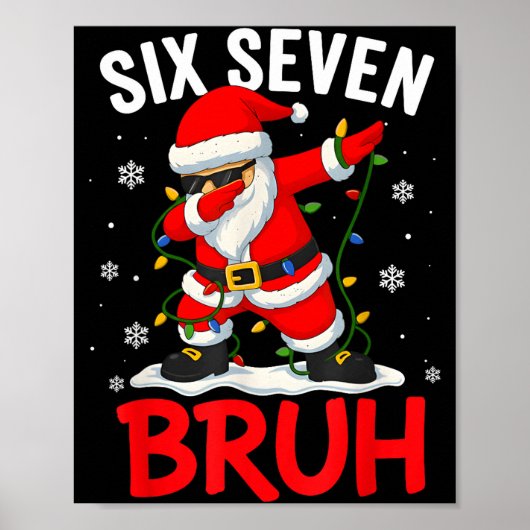 Bruh 67 Six Seven Santa Dabbing Christmas Meme Boy Poster (Voorkant)
