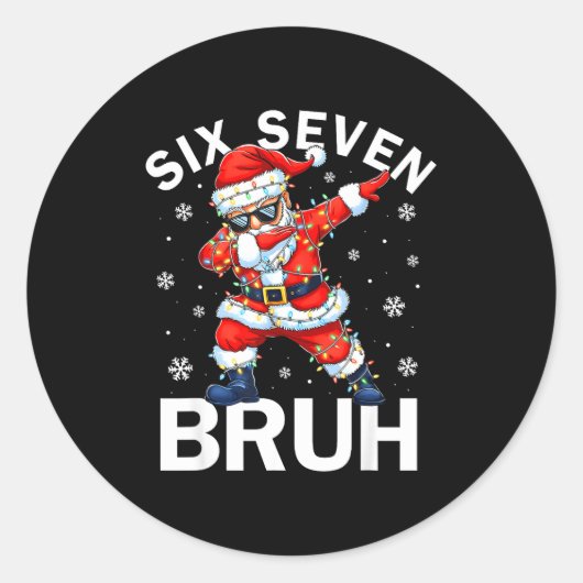 Bruh 67 Six Seven Santa Dabbing Christmas Meme Boy Ronde Sticker (Voorkant)