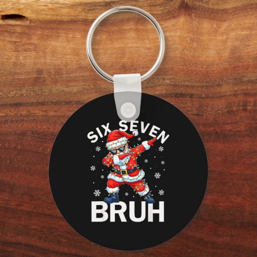 Bruh 67 Six Seven Santa Dabbing Christmas Meme Boy Sleutelhanger (Voorkant)