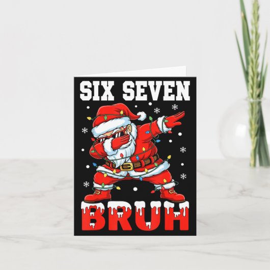 Bruh 67 Six Seven Santa Dabbing Christmas Men Boys Kaart (Voorkant)