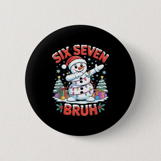 Bruh 67 Six Seven Snowman Dabbing Christmas Shirts Ronde Button 5,7 Cm (Voorkant)