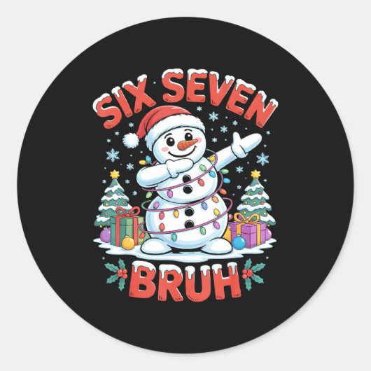 Bruh 67 Six Seven Snowman Dabbing Christmas Shirts Ronde Sticker (Voorkant)