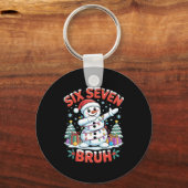 Bruh 67 Six Seven Snowman Dabbing Christmas Shirts Sleutelhanger (Voorkant)