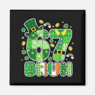 Bruh 67 St Patrick's Day Grafisch Met Shamrocks An Magneet