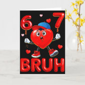Bruh 67 Valentijns Meme Zes Zeven Hart 6 7 Jongens Kaart (Gele Bloem)