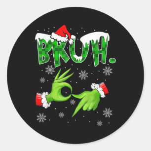 Bruh 67 Zes Zeven 6 7 Meme Kerst Grappig Gen Alp Ronde Sticker