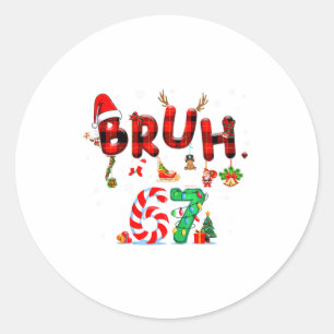 Bruh 67 Zes Zeven 6 7 Meme Kerst Kerststok Licht L Ronde Sticker