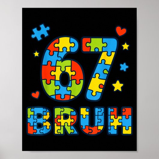 Bruh 6 7 Funny Six Seven Autism Awareness Kids Tea Poster (Voorkant)