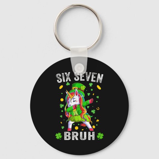 Bruh 6 7 meme St. Patrick's Day zes zeven kinderen Sleutelhanger (Voorkant)