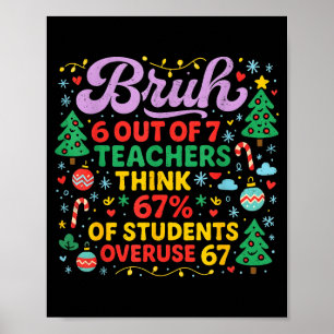 Bruh 6 van de 7 leraren 67 procent studenten meme  poster