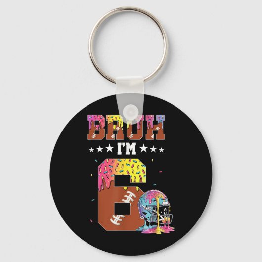 Bruh 6th Birthday Boy Football Ice Cream Drip 6 Ye Sleutelhanger (Voorkant)