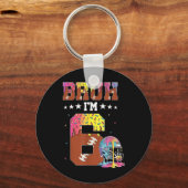 Bruh 6th Birthday Boy Football Ice Cream Drip 6 Ye Sleutelhanger (Voorkant)