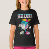 Bruh Baseball Ice Cream Drip Meme T-shirt (Voorkant)