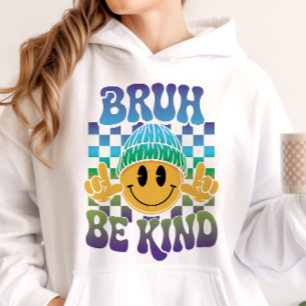 Bruh Be Kind Happy Face Beanie Blauw Groen Hoodie