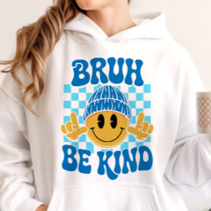 Bruh Be Kind Happy Face Beanie Blauw Hoodie