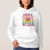 Bruh Be Kind Happy Face Beanie Magenta Green Hoodie (Voorkant)