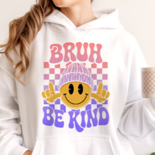 Bruh Be Kind Happy Face Beanie Pastel Gradiënt Hoodie