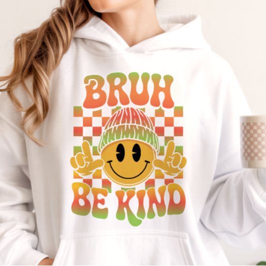 Bruh Be Kind Happy Face Beanie Tropical Gradient Hoodie