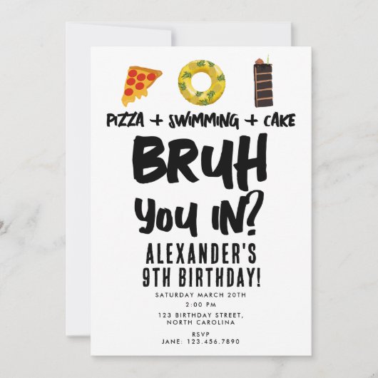 Bruh, ben je binnen? Jongen Tiener Verjaardag Pizz Kaart (Voorkant)