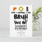 Bruh, ben je binnen? Jongen Tiener Verjaardag Pizz Kaart (Staand voorkant)
