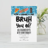 Bruh, ben je binnen? Jongen Tiener Verjaardag Pizz Kaart (Staand voorkant)