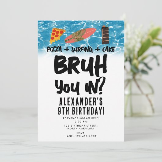 Bruh, ben je binnen? Jongen Tiener Verjaardag Pizz Kaart (Staand voorkant)