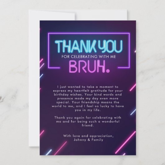 Bruh, ben je binnen? Neon Arcade Video Games Jonge Bedankkaart (Voorkant)