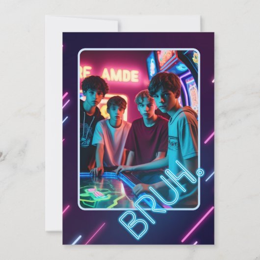 Bruh, ben je binnen? Neon Arcade Video Games Jonge Bedankkaart (Achterkant)
