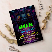 Bruh, ben je binnen? Neon Arcade Video Games Jonge Kaart