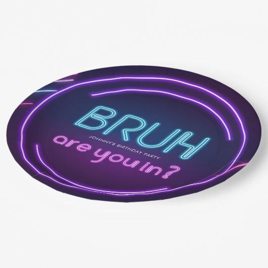 Bruh, ben je binnen? Neon Arcade Video Games Jonge Papieren Bordje (Gekanteld)