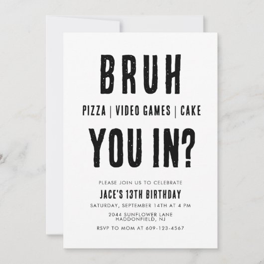 BRUH, ben je binnen? Tiener Jongen Verjaardag Vide Kaart (Voorkant)
