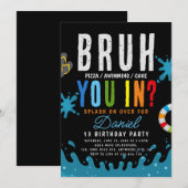 Bruh, ben je binnen? Tiener Jongen Zwembad Verjaar Kaart (Voorkant / Achterkant)