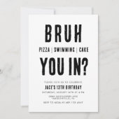 BRUH, ben je binnen? Zwemjongen Verjaardag Kaart (Voorkant)