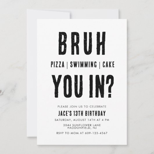 BRUH, ben je binnen? Zwemjongen Verjaardag Kaart (Voorkant)
