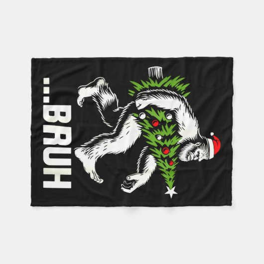 Bruh Bigfoot Christmas Funny Christmas Tree Xmas S Fleece Deken (Voorkant (Horizontaal))