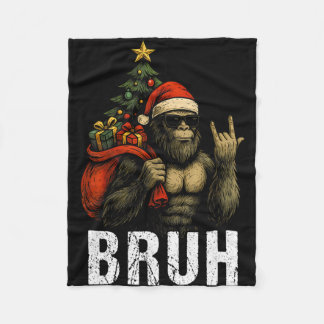 Bruh Bigfoot Christmas Funny Christmas Tree Xmas S Fleece Deken
