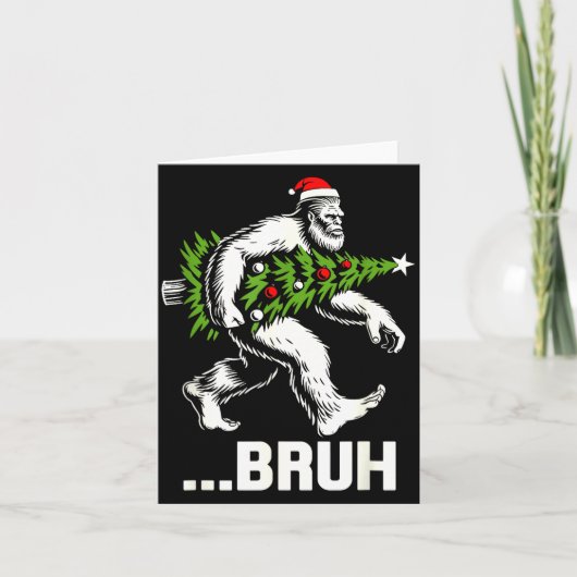 Bruh Bigfoot Christmas Funny Christmas Tree Xmas S Kaart (Voorkant)