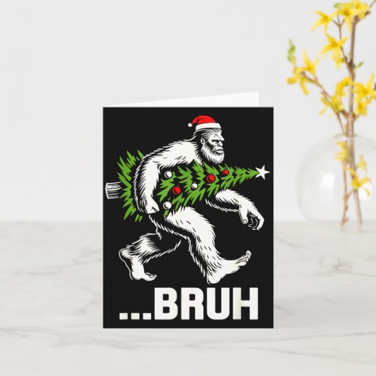 Bruh Bigfoot Christmas Funny Christmas Tree Xmas S Kaart (Gele Bloem)