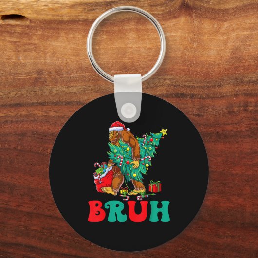 Bruh Bigfoot Christmas Funny Christmas Tree Xmas S Sleutelhanger (Voorkant)