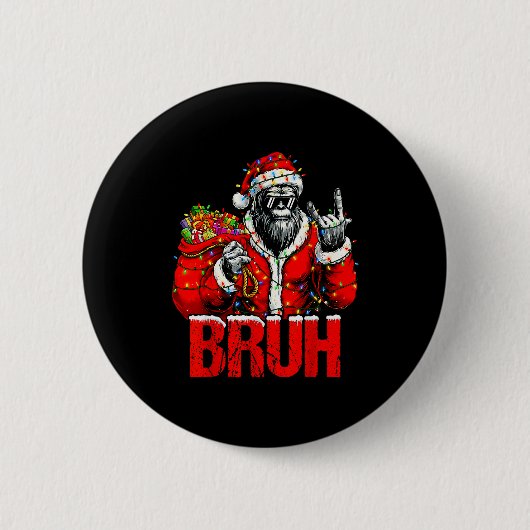 Bruh Bigfoot Christmas Funny Sasquatch Xmas For Me Ronde Button 5,7 Cm (Voorkant)