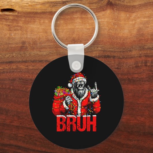 Bruh Bigfoot Christmas Funny Sasquatch Xmas For Me Sleutelhanger (Voorkant)