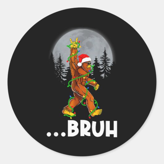 Bruh Bigfoot Christmas Shirt Christmas Tree Xmas S Ronde Sticker (Voorkant)