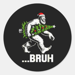 Bruh Bigfoot Kerst Morsig Kerstboom Xmas S Ronde Sticker