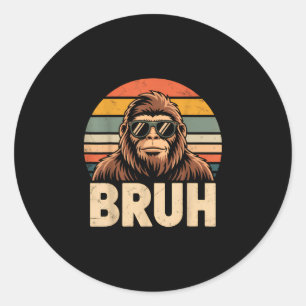 Bruh bigfoot meme afbeelding jongens mannen grappi ronde sticker
