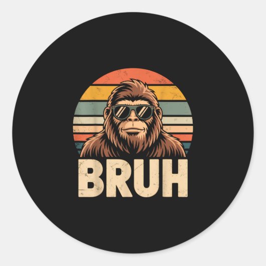 Bruh bigfoot meme afbeelding jongens mannen grappi ronde sticker (Voorkant)