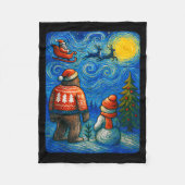 Bruh Bigfoot Snowman Starry Night Christmas Xmas M Fleece Deken (Voorkant)