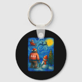 Bruh Bigfoot Snowman Starry Night Christmas Xmas M Sleutelhanger (Voorkant)